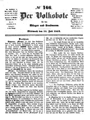 Der Volksbote für den Bürger und Landmann Mittwoch 14. Juli 1852