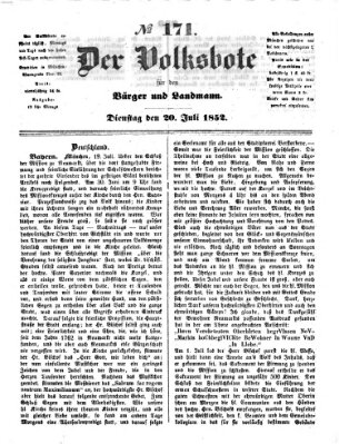 Der Volksbote für den Bürger und Landmann Dienstag 20. Juli 1852