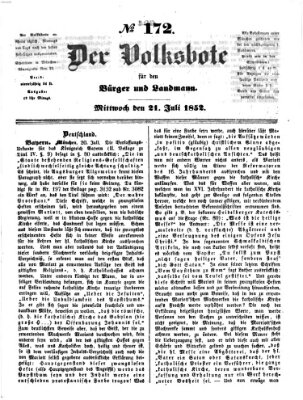 Der Volksbote für den Bürger und Landmann Mittwoch 21. Juli 1852