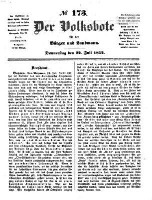 Der Volksbote für den Bürger und Landmann Donnerstag 22. Juli 1852