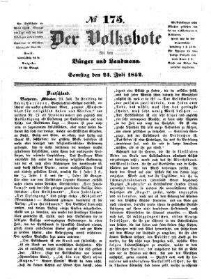 Der Volksbote für den Bürger und Landmann Samstag 24. Juli 1852