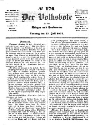 Der Volksbote für den Bürger und Landmann Sonntag 25. Juli 1852