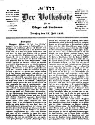 Der Volksbote für den Bürger und Landmann Dienstag 27. Juli 1852