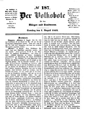 Der Volksbote für den Bürger und Landmann Samstag 7. August 1852