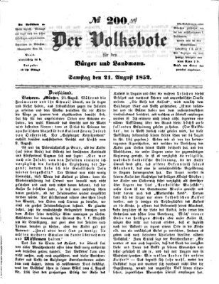 Der Volksbote für den Bürger und Landmann Samstag 21. August 1852