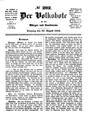 Der Volksbote für den Bürger und Landmann Sonntag 22. August 1852