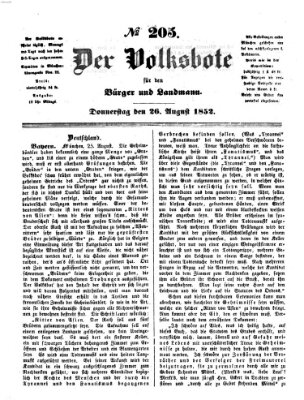 Der Volksbote für den Bürger und Landmann Donnerstag 26. August 1852