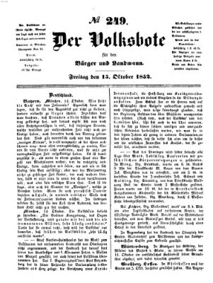 Der Volksbote für den Bürger und Landmann Freitag 15. Oktober 1852