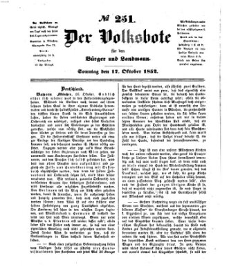 Der Volksbote für den Bürger und Landmann Sonntag 17. Oktober 1852