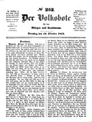 Der Volksbote für den Bürger und Landmann Dienstag 19. Oktober 1852