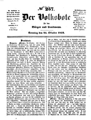 Der Volksbote für den Bürger und Landmann Sonntag 24. Oktober 1852