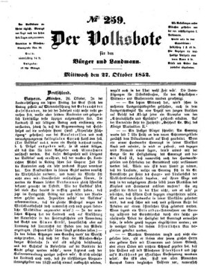 Der Volksbote für den Bürger und Landmann Mittwoch 27. Oktober 1852