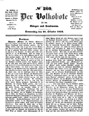 Der Volksbote für den Bürger und Landmann Donnerstag 28. Oktober 1852