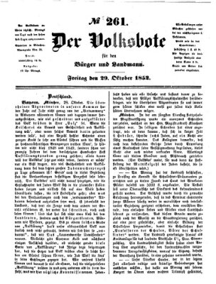 Der Volksbote für den Bürger und Landmann Freitag 29. Oktober 1852