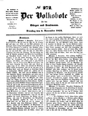 Der Volksbote für den Bürger und Landmann Dienstag 9. November 1852