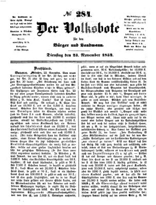 Der Volksbote für den Bürger und Landmann Dienstag 23. November 1852