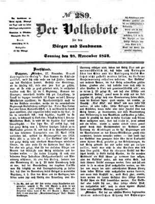 Der Volksbote für den Bürger und Landmann Sonntag 28. November 1852