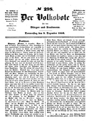 Der Volksbote für den Bürger und Landmann Donnerstag 9. Dezember 1852