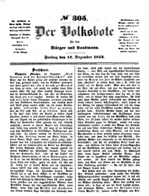 Der Volksbote für den Bürger und Landmann Freitag 17. Dezember 1852