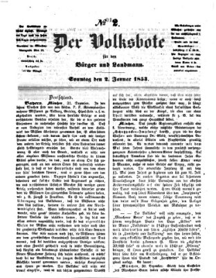 Der Volksbote für den Bürger und Landmann Sonntag 2. Januar 1853