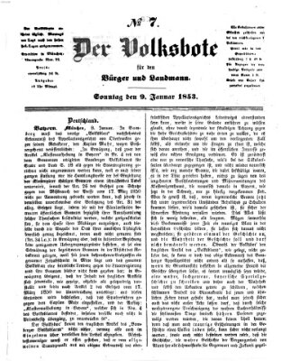 Der Volksbote für den Bürger und Landmann Sonntag 9. Januar 1853