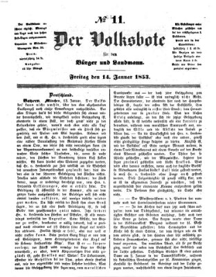 Der Volksbote für den Bürger und Landmann Freitag 14. Januar 1853