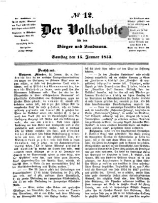 Der Volksbote für den Bürger und Landmann Samstag 15. Januar 1853