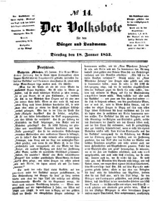 Der Volksbote für den Bürger und Landmann Dienstag 18. Januar 1853