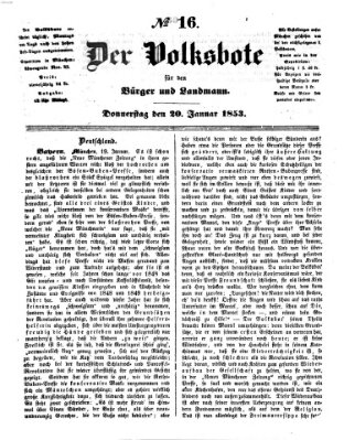 Der Volksbote für den Bürger und Landmann Donnerstag 20. Januar 1853