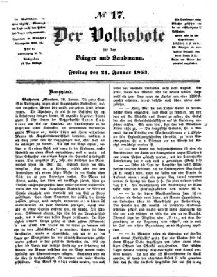 Der Volksbote für den Bürger und Landmann Freitag 21. Januar 1853