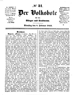 Der Volksbote für den Bürger und Landmann Dienstag 8. Februar 1853