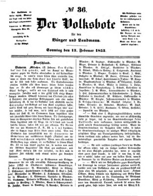 Der Volksbote für den Bürger und Landmann Sonntag 13. Februar 1853