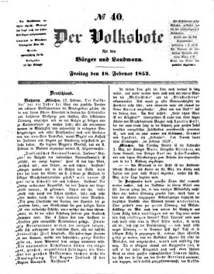 Der Volksbote für den Bürger und Landmann Freitag 18. Februar 1853