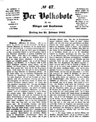 Der Volksbote für den Bürger und Landmann Freitag 25. Februar 1853