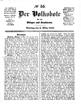 Der Volksbote für den Bürger und Landmann Sonntag 6. März 1853