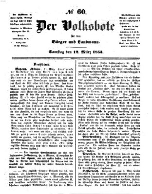 Der Volksbote für den Bürger und Landmann Samstag 12. März 1853