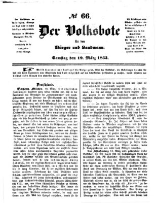 Der Volksbote für den Bürger und Landmann Samstag 19. März 1853