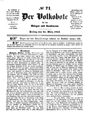 Der Volksbote für den Bürger und Landmann Freitag 25. März 1853