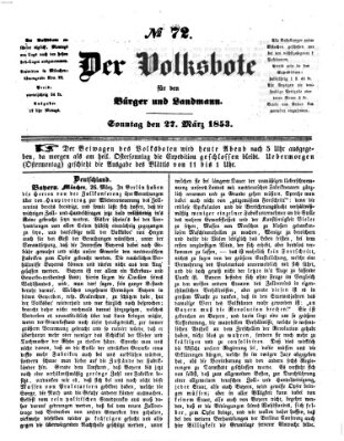 Der Volksbote für den Bürger und Landmann Sonntag 27. März 1853