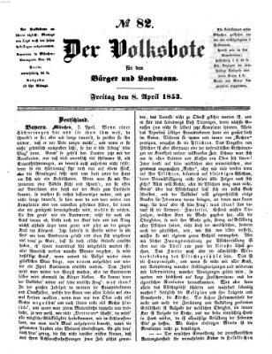 Der Volksbote für den Bürger und Landmann Freitag 8. April 1853