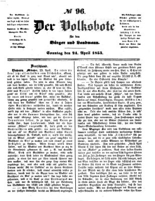 Der Volksbote für den Bürger und Landmann Sonntag 24. April 1853