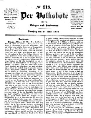 Der Volksbote für den Bürger und Landmann Samstag 21. Mai 1853