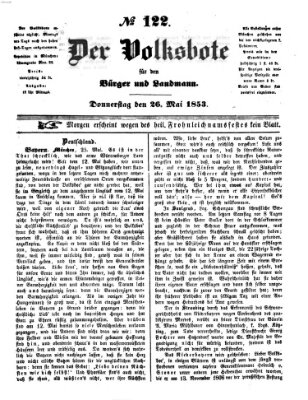 Der Volksbote für den Bürger und Landmann Donnerstag 26. Mai 1853