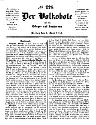 Der Volksbote für den Bürger und Landmann Freitag 3. Juni 1853