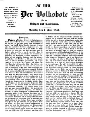 Der Volksbote für den Bürger und Landmann Samstag 4. Juni 1853