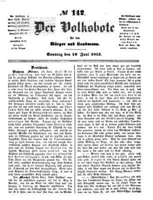 Der Volksbote für den Bürger und Landmann Sonntag 19. Juni 1853