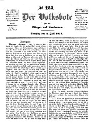 Der Volksbote für den Bürger und Landmann Samstag 2. Juli 1853