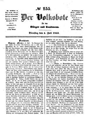 Der Volksbote für den Bürger und Landmann Dienstag 5. Juli 1853