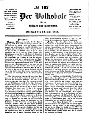 Der Volksbote für den Bürger und Landmann Mittwoch 13. Juli 1853