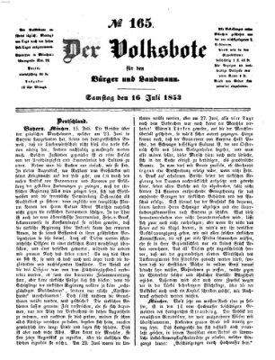 Der Volksbote für den Bürger und Landmann Samstag 16. Juli 1853